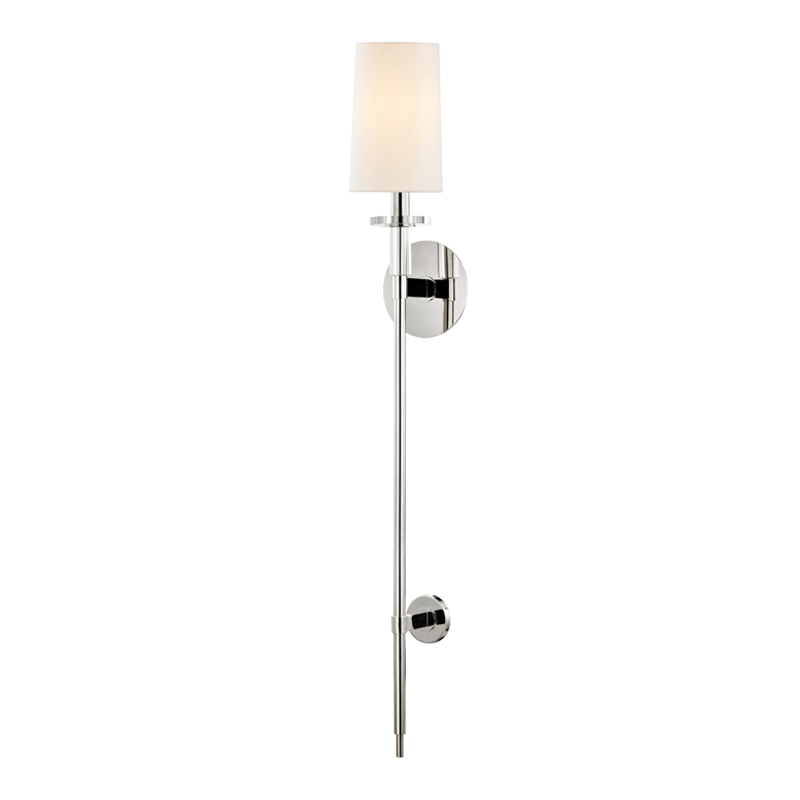 Amherst Wall Sconce 5.25" in polished nickel shown from a second angle to highlight the arm curve and shade silhouette.
