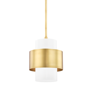 Corinth Pendant 11" in aged brass — a Hudson Valley pendant for kitchens, entries, and dining rooms at Laurie Yapp Home.