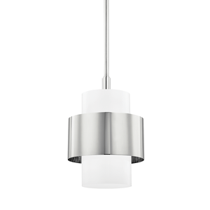 Close-up of the Corinth Pendant 11" in polished nickel showing the shade shape and metal detail.