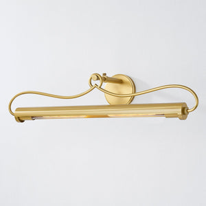 Close-up of the Berun Picture Light 28.25" in aged brass showing the arm curve and shade proportion.