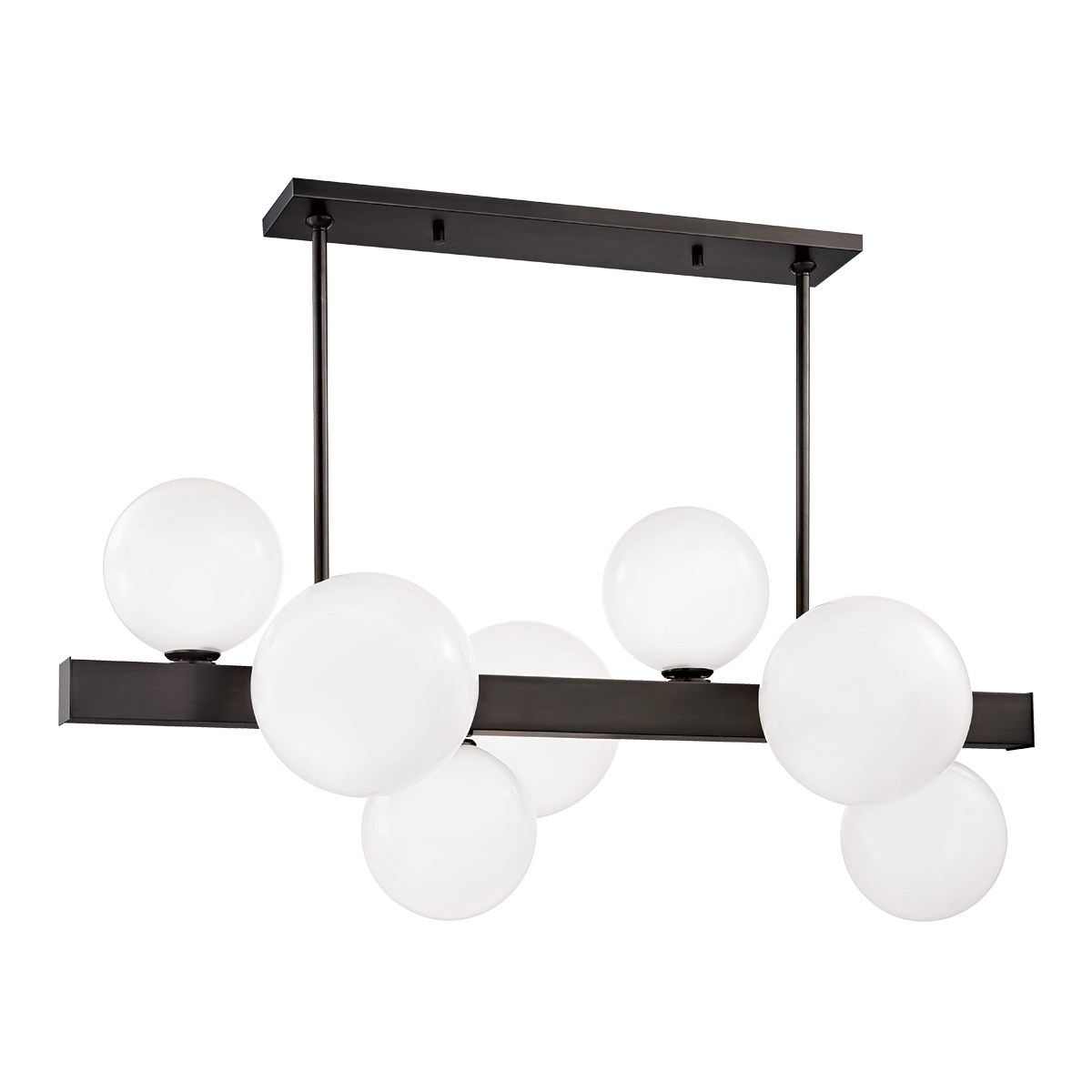 Hinsdale Linear in bronze shown from a second angle to highlight the extended frame and shade array.