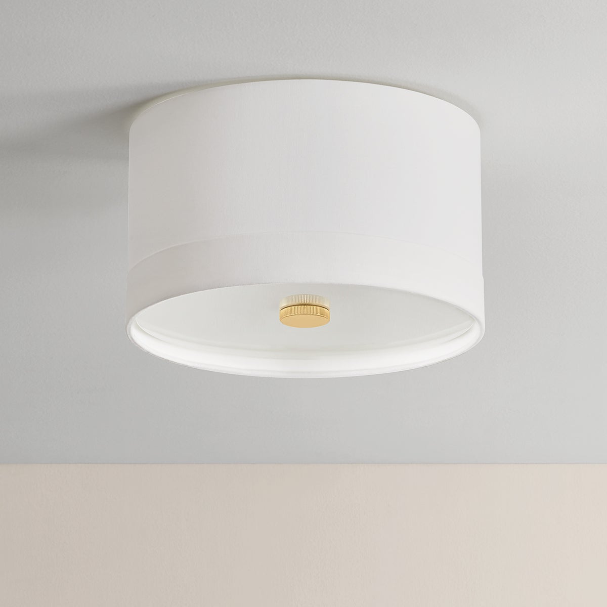 Ashland Flush Mount 14" in aged brass — a Hudson Valley flush mount for hallways, bedrooms, and entryways at Laurie Yapp Home.
