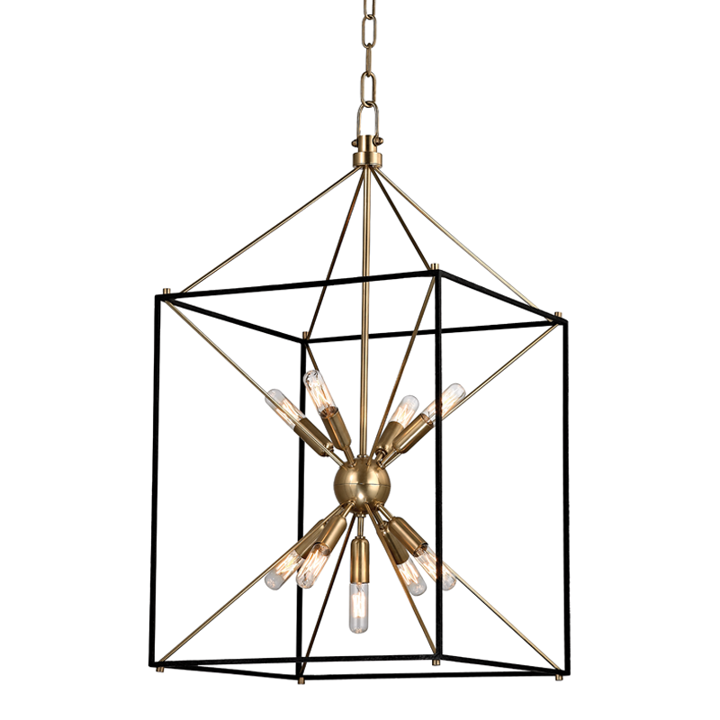 Glendale Lantern 16.25" in aged brass — a Hudson Valley lantern for entries, foyers, and covered porches at Laurie Yapp Home.
