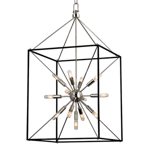 Glendale Lantern 20.25" in polished nickel shown from a second angle to highlight the frame and glass panel detail.