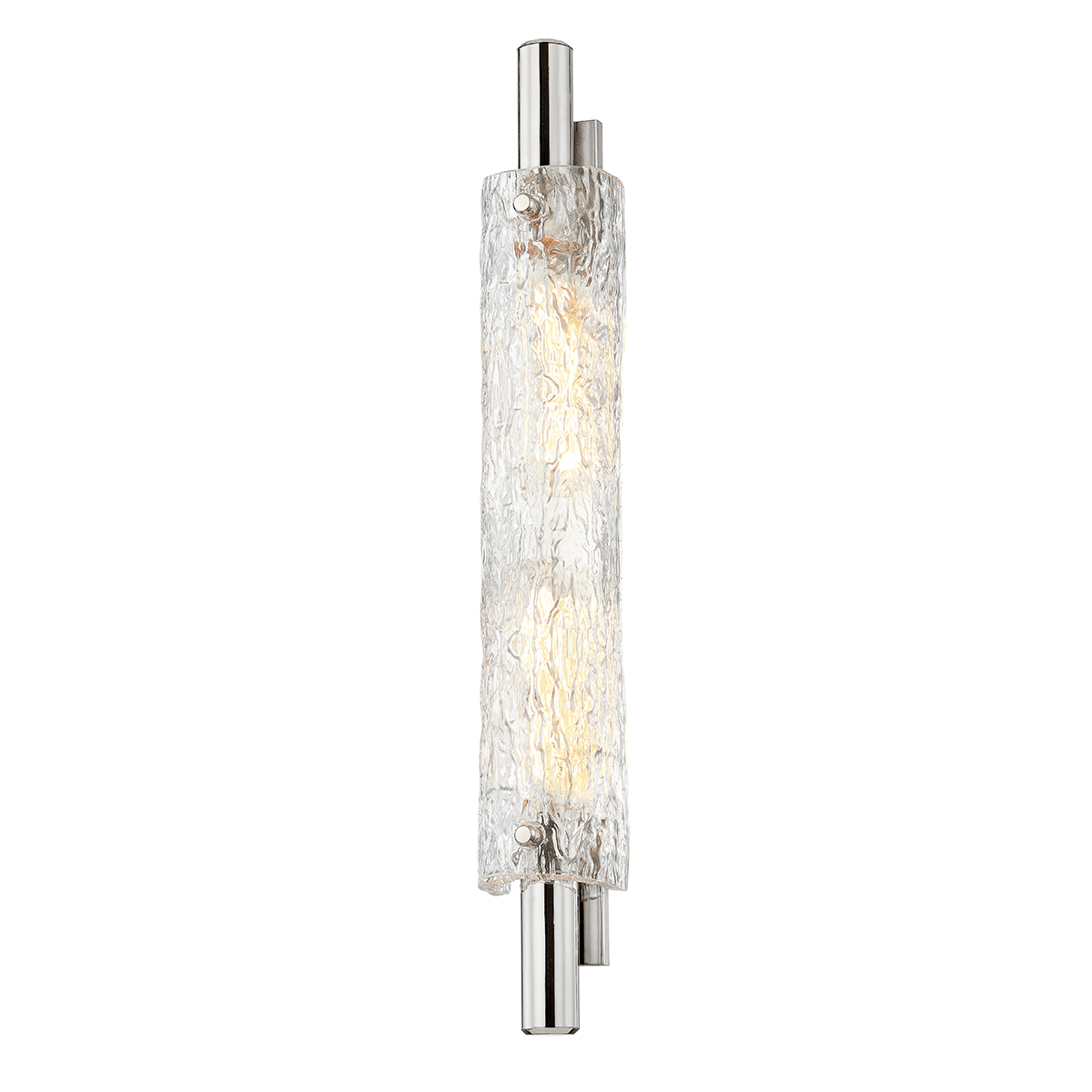 Harwich Wall Sconce 3.5" x 28.75" in polished nickel shown from a second angle to highlight the arm curve and shade silhouette.