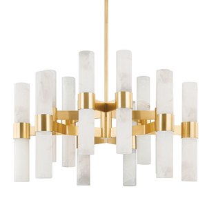 Stowe Chandelier in aged brass — a Hudson Valley chandelier for dining rooms, entries, and living rooms at Laurie Yapp Home.