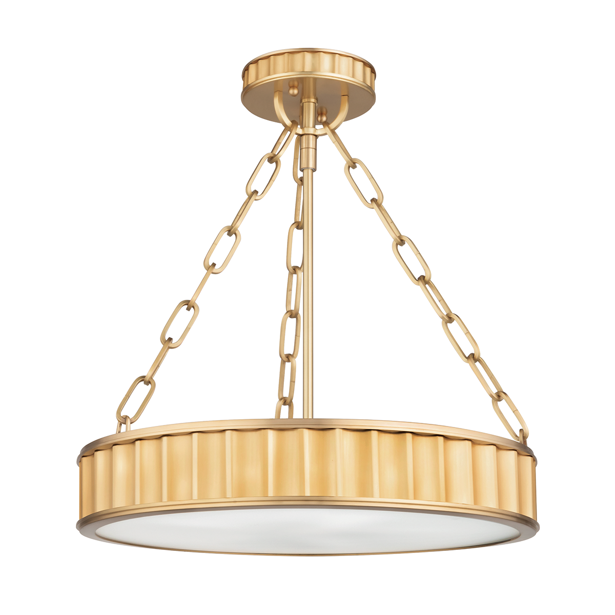 Middlebury Semi Flush 15.5" in aged brass — a Hudson Valley semi flush for hallways, bedrooms, and entryways at Laurie Yapp Home.