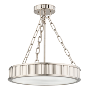 Close-up of the Middlebury Semi Flush 15.5" in polished nickel showing the shade profile and mounting canopy.
