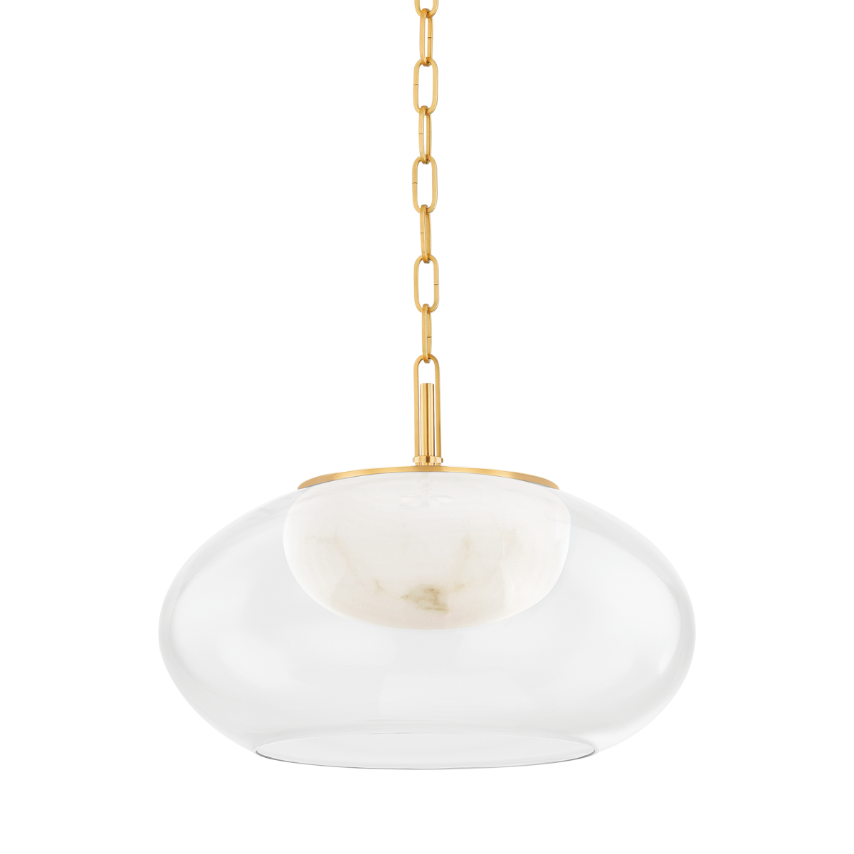 Moore Pendant 17" in aged brass — a Hudson Valley pendant for kitchens, entries, and dining rooms at Laurie Yapp Home.