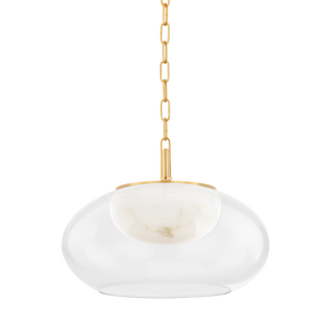 Moore Pendant 17" in aged brass — a Hudson Valley pendant for kitchens, entries, and dining rooms at Laurie Yapp Home.