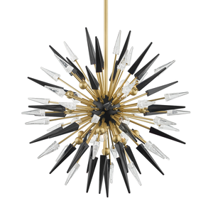 Sparta Chandelier 32" x 32" in aged brass — a Hudson Valley chandelier for dining rooms, entries, and living rooms at Laurie Yapp Home.