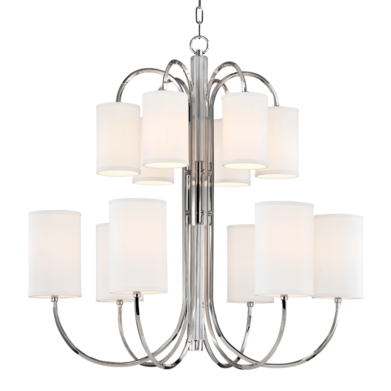 Junius Chandelier in polished nickel — a Hudson Valley chandelier for dining rooms, entries, and living rooms at Laurie Yapp Home.