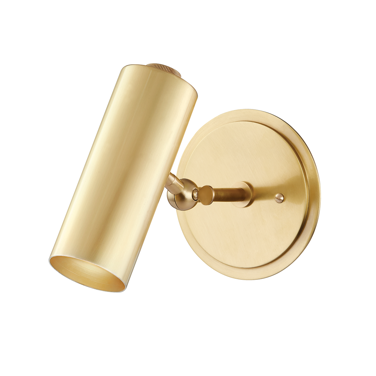 Close-up of the Bushwick Wall Sconce in aged brass showing the arm curve and shade silhouette.