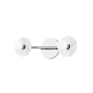 Elmont Bath And Vanity 4.75" x 15.5" in polished nickel shown from the front to reveal the arm spread and shade silhouette.