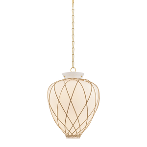 Apple Valley Pendant 17.25" in aged brass — a Hudson Valley pendant for kitchens, entries, and dining rooms at Laurie Yapp Home.