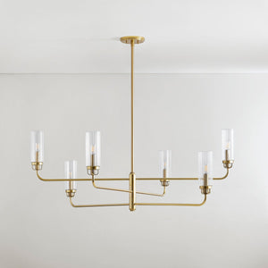 Halifax Chandelier in aged brass shown from a second angle to highlight the frame, arms, and shade detail.