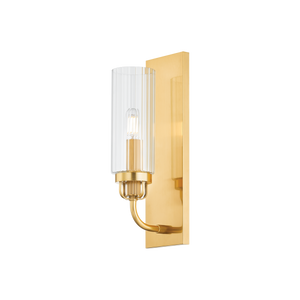 Halifax Wall Sconce in aged brass — a Hudson Valley wall sconce for bathrooms, hallways, and living rooms at Laurie Yapp Home.