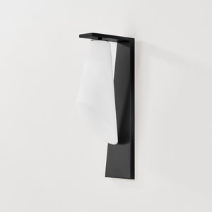 Close-up of the Andros Wall Sconce in bronze showing the arm curve and shade silhouette.