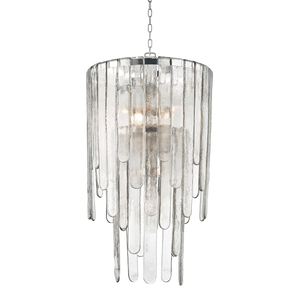 Fenwater Chandelier 20" in polished nickel shown from a second angle to highlight the frame, arms, and shade detail.