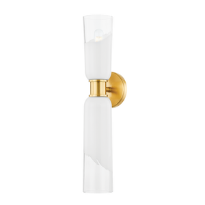 Wasson Wall Sconce in aged brass — a Hudson Valley wall sconce for bathrooms, hallways, and living rooms at Laurie Yapp Home.