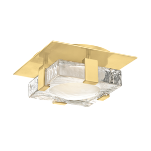 Bourne Semi-Flush 8" in aged brass — a Hudson Valley semi flush for hallways, bedrooms, and entryways at Laurie Yapp Home.