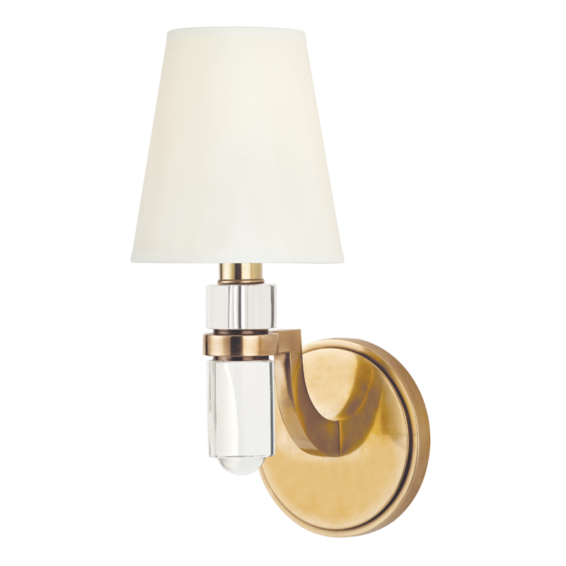 Dayton Wall Sconce 5" in aged brass — a Hudson Valley wall sconce for bathrooms, hallways, and living rooms at Laurie Yapp Home.