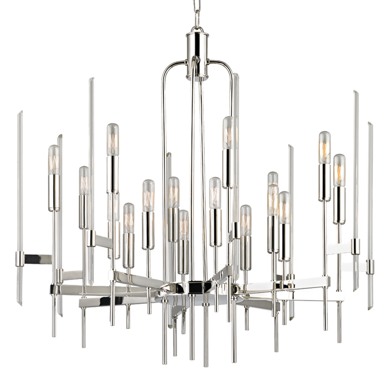 Bari Chandelier 30" in aged brass — a Hudson Valley chandelier for dining rooms, entries, and living rooms at Laurie Yapp Home.