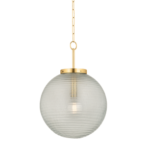 Falls Mills Pendant 20" in aged brass — a Hudson Valley pendant for kitchens, entries, and dining rooms at Laurie Yapp Home.