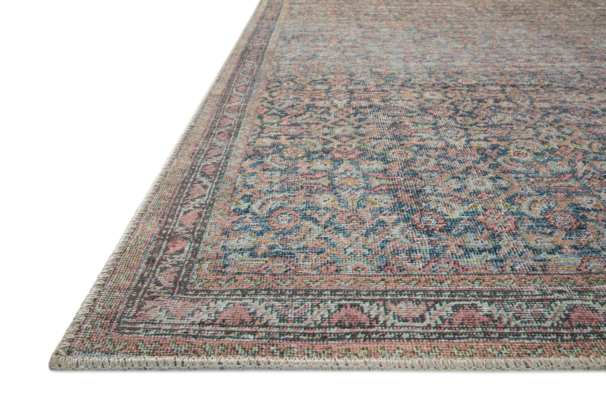 Side view of the Adrian Denim / Multi rug.