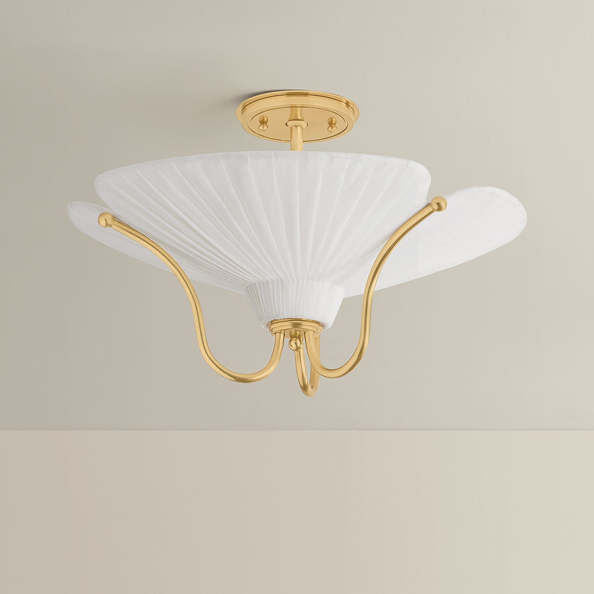 Gerhard Semi Flush in aged brass — a Hudson Valley semi flush for hallways, bedrooms, and entryways at Laurie Yapp Home.