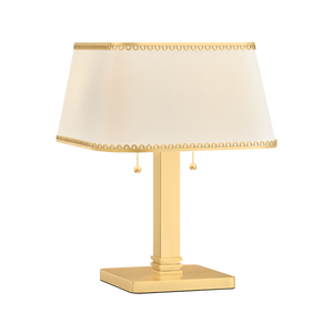 Claude Table Lamp in aged brass — a Hudson Valley table lamp for living rooms, entries, and bedrooms at Laurie Yapp Home.