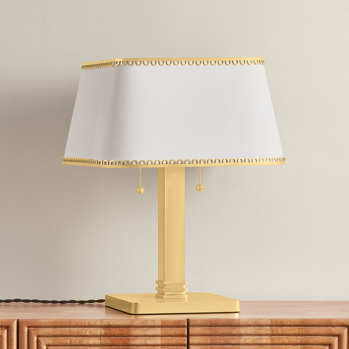 Claude Table Lamp in aged brass — a Hudson Valley table lamp for living rooms, entries, and bedrooms at Laurie Yapp Home.