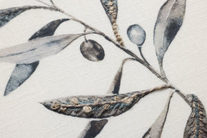 Ancient Groves Dk. Grey Rug Art shown from a different angle to reveal its pattern.