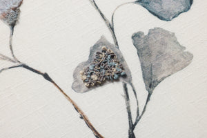 Ginkgo's Grace Dk. Grey Rug Art shown from a different angle to reveal its pattern.
