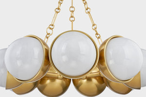 Althea Chandelier 34.25" shown from the front to reveal the frame, arms, and shade detail.
