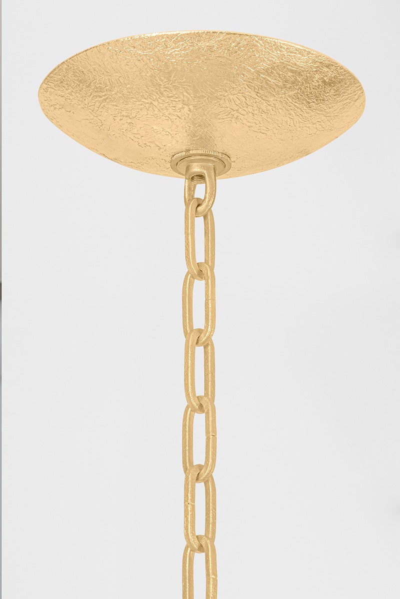 Close-up of the Aveline Chandelier 48" showing the frame, arms, and shade detail.