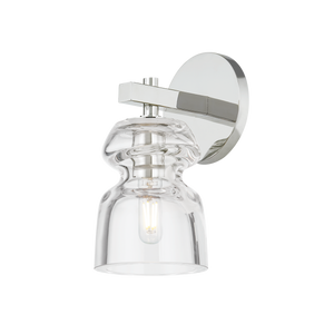 Trey Wall Sconce in polished nickel shown from a second angle to highlight the arm curve and shade silhouette.