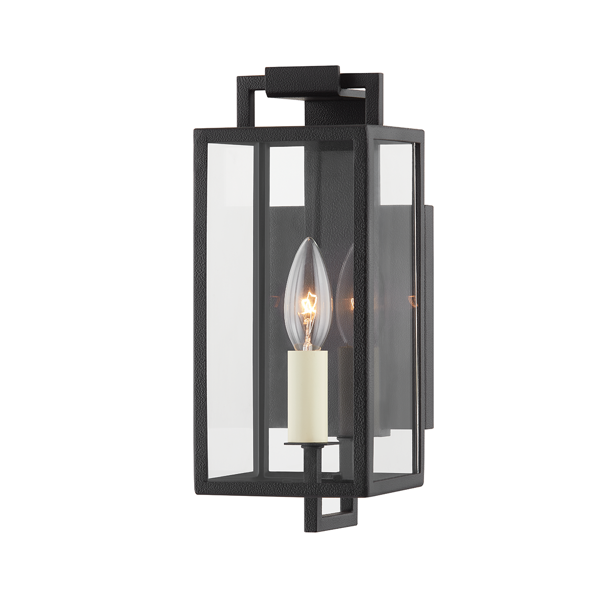 Beckham Exterior Wall Sconce 4.75" x 12" in Forged Iron — a Troy wall sconce for bathrooms, hallways, and living rooms at Laurie Yapp Home.