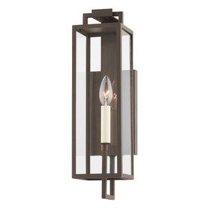 Beckham Exterior Wall Sconce 4.75" x 16.5" shown from a second angle to highlight the arm curve and shade silhouette.