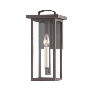 Eden Exterior Wall Sconce 6.5" x 14" shown from a second angle to highlight the arm curve and shade silhouette.