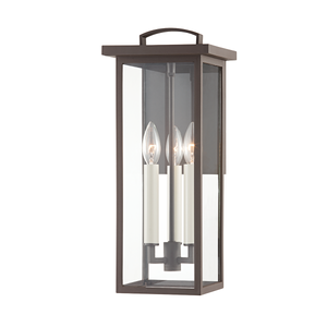 Eden Exterior Wall Sconce 7.5" x 18" shown from a second angle to highlight the arm curve and shade silhouette.