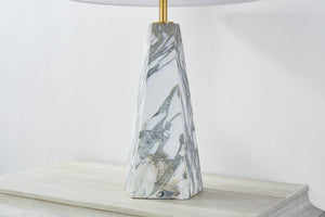 Benicia Table Lamp in aged brass shown from a second angle to highlight the base and shade proportions.