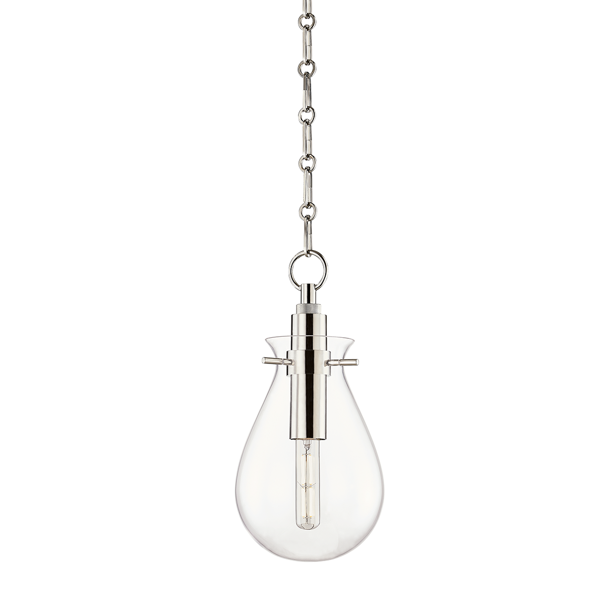 Ivy Pendant 7.5" in polished nickel shown from the front to reveal the shade shape and metal detail.
