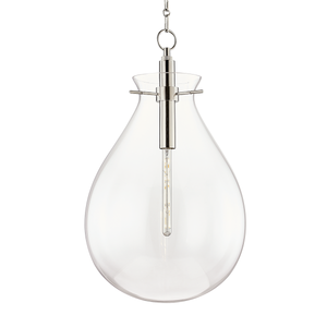 Ivy Pendant 18" in polished nickel shown from the front to reveal the shade shape and metal detail.
