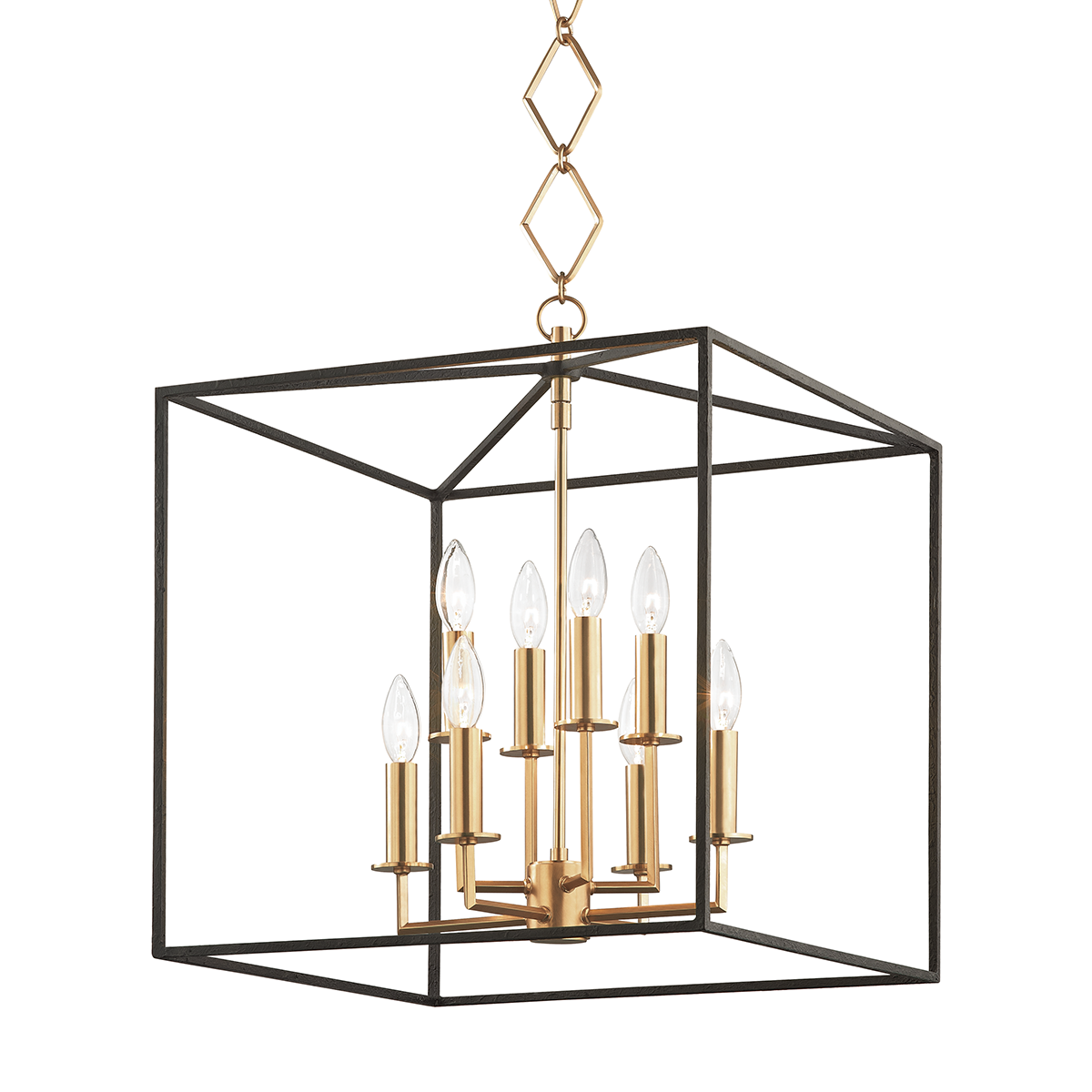 Richie Lantern 18.25" in aged brass — a Hudson Valley lantern for entries, foyers, and covered porches at Laurie Yapp Home.