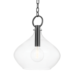 Lina Pendant in bronze shown from a second angle to highlight the shade shape and metal detail.