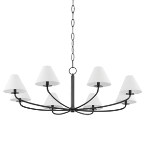 Stacey Chandelier 52.25" in bronze shown from a second angle to highlight the frame, arms, and shade detail.