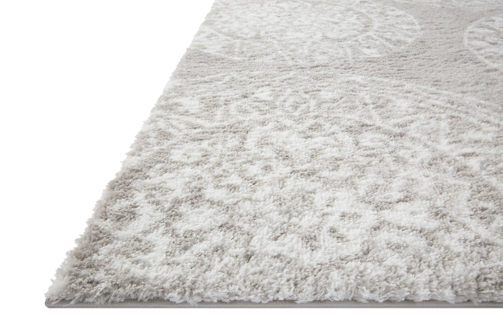 Side view of the Bliss Shag Grey / White (Pattern 6) rug.