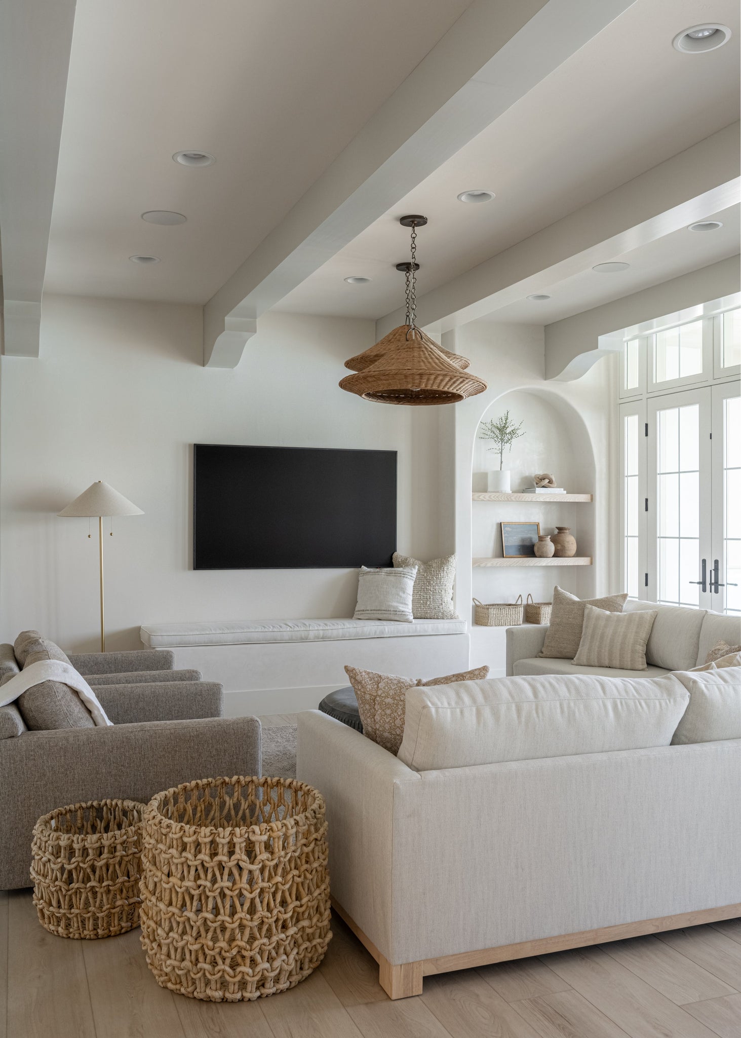 Baychester Pendant 32" styled in an elegant dining room for warm, layered light at Laurie Yapp Home.