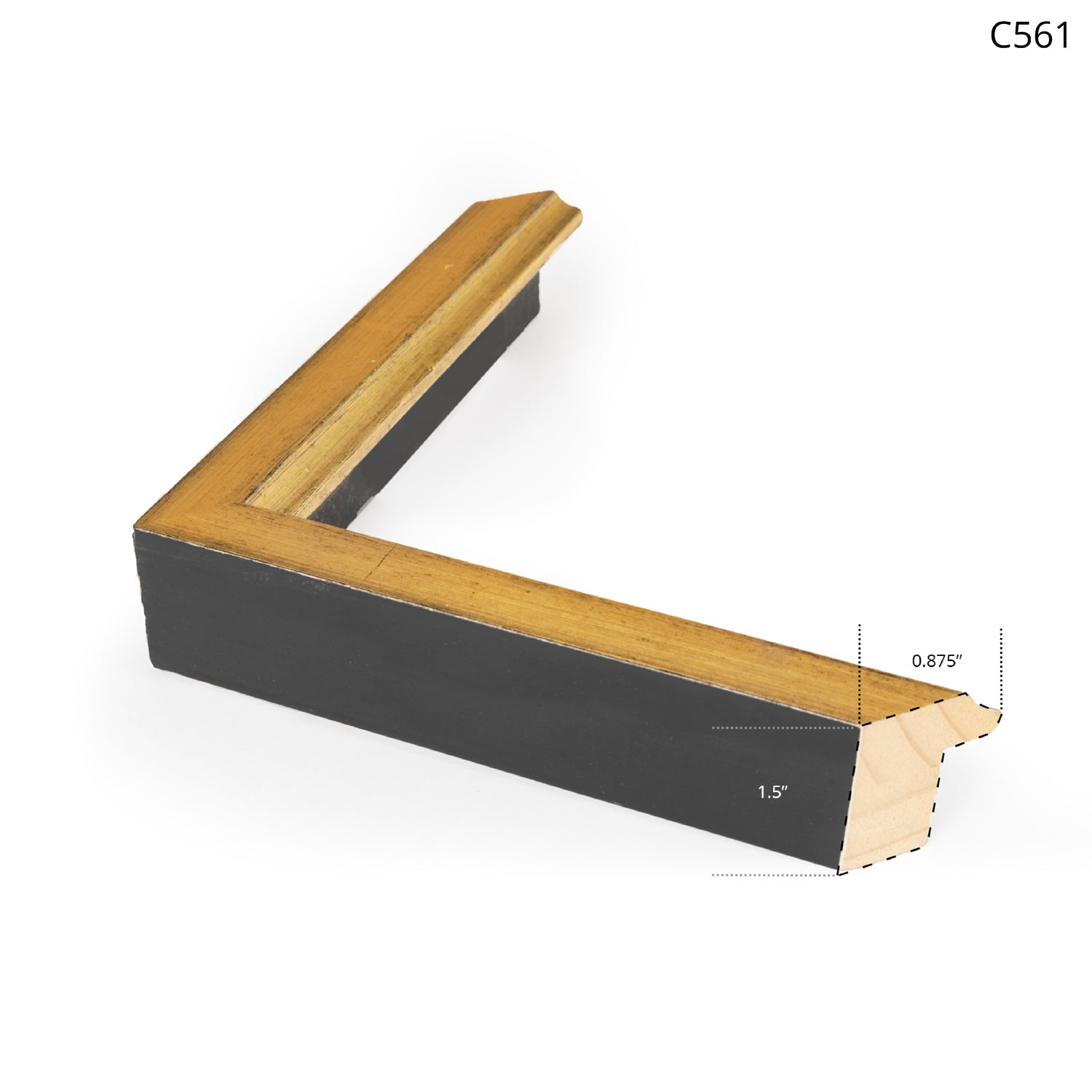 Black and gold frame corner, featuring a classic style with detailed edges.
